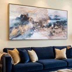 Quadri Moderni-Selezionato da Mazzolaluce Quadro astratto moderno 150x70 infinito cornice oro per soggiorno