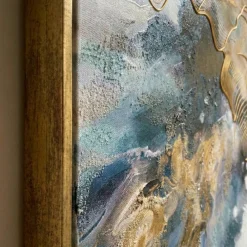 Quadri Moderni-Selezionato da Mazzolaluce Quadro astratto moderno 150x70 infinito cornice oro per soggiorno