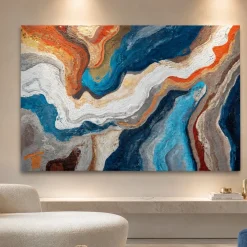 Quadri Moderni-Selezionato da Mazzolaluce Quadro astratto onde di colore 80x120 cm dipinto moderno materico per soggiorno