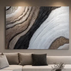Quadri Moderni-Selezionato da Mazzolaluce Quadro astratto tracce nella pietra 80x120 dipinto a rilievo moderno