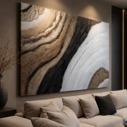 Quadri Moderni-Selezionato da Mazzolaluce Quadro astratto tracce nella pietra 80x120 dipinto a rilievo moderno