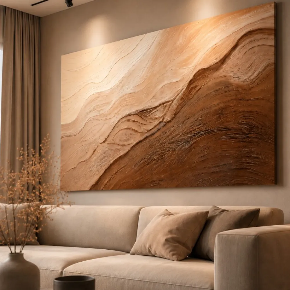 Quadri Moderni-Selezionato da Mazzolaluce Quadro astratto trame di sabbia 80x120 cm dipinto rilievo materico