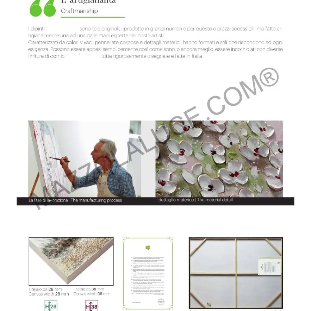 Quadri Moderni-Selezionato da Mazzolaluce Quadro astratto 90x120 cm foresta pittura in rilievo cornice legno