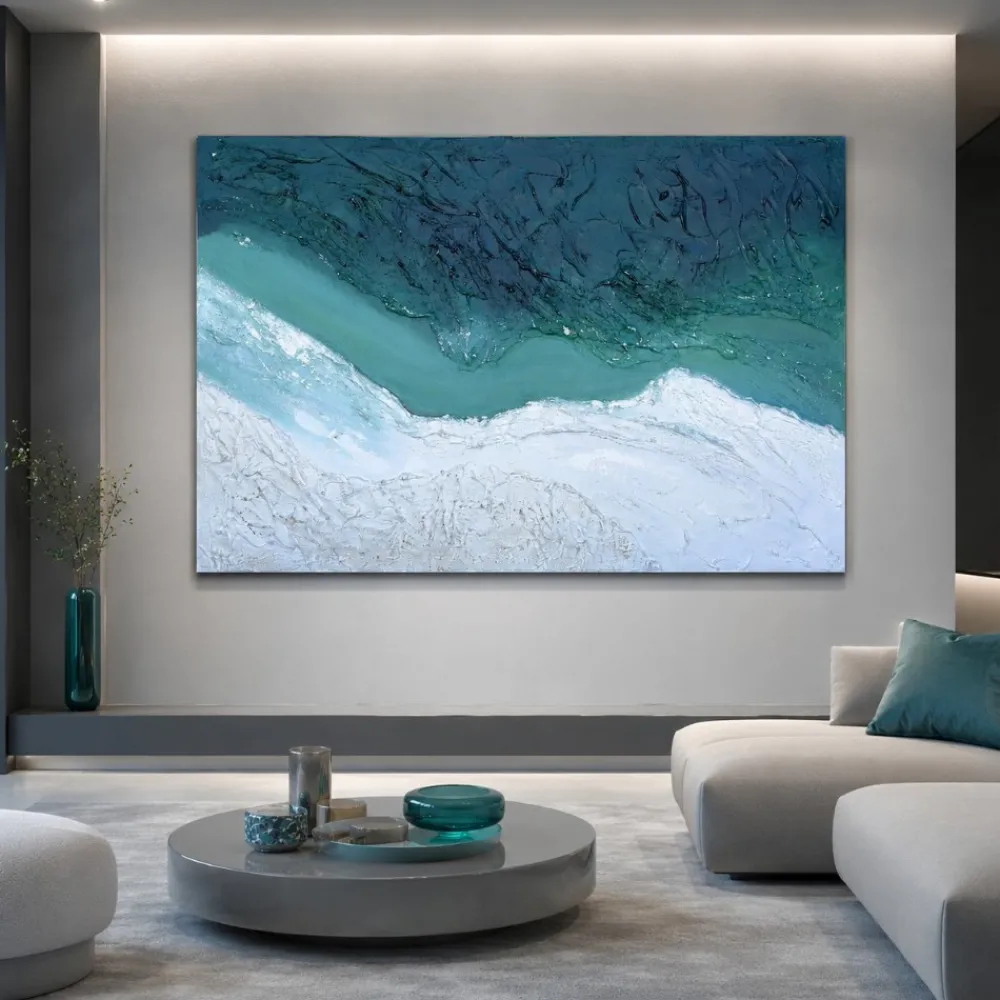 Quadri Moderni-Selezionato da Mazzolaluce Quadro astratto 100x150 cm moderno materico confine acqua