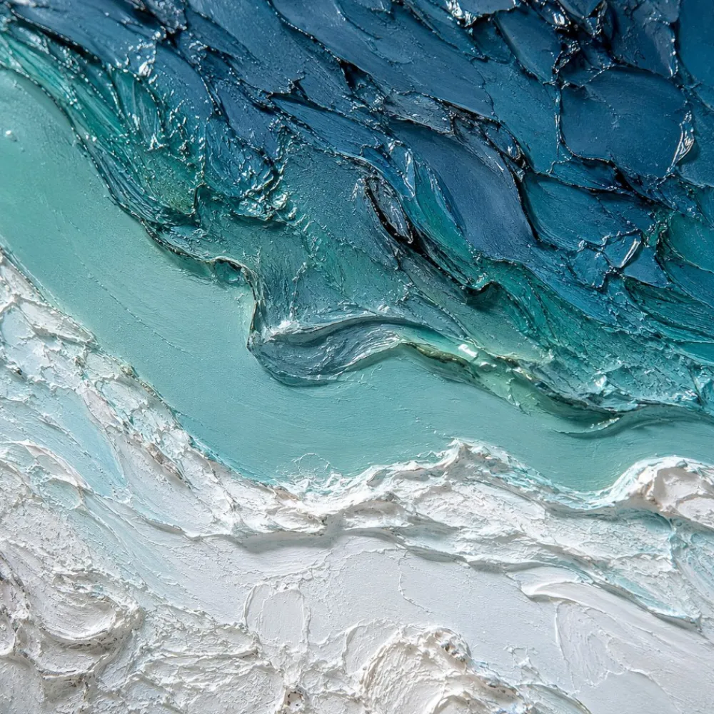 Quadri Moderni-Selezionato da Mazzolaluce Quadro astratto 100x150 cm moderno materico confine acqua