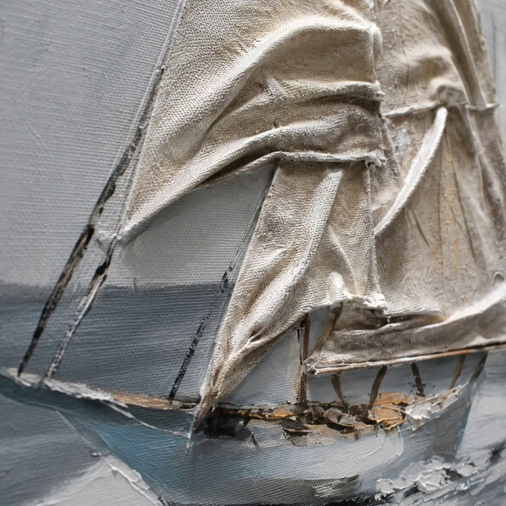 Quadri Moderni-Selezionato da Mazzolaluce Quadro barca a vela a rilievo cornice oro 68x98