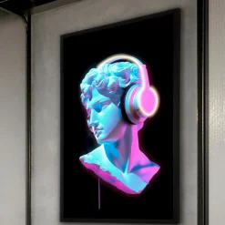 Quadri Moderni-Selezionato da Mazzolaluce Quadro busto con cuffie moderno luminoso led 120x80 cm