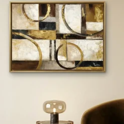 Quadri Moderni-Selezionato da Mazzolaluce Quadro cerchi dorati 120x90 dipinto con cornice