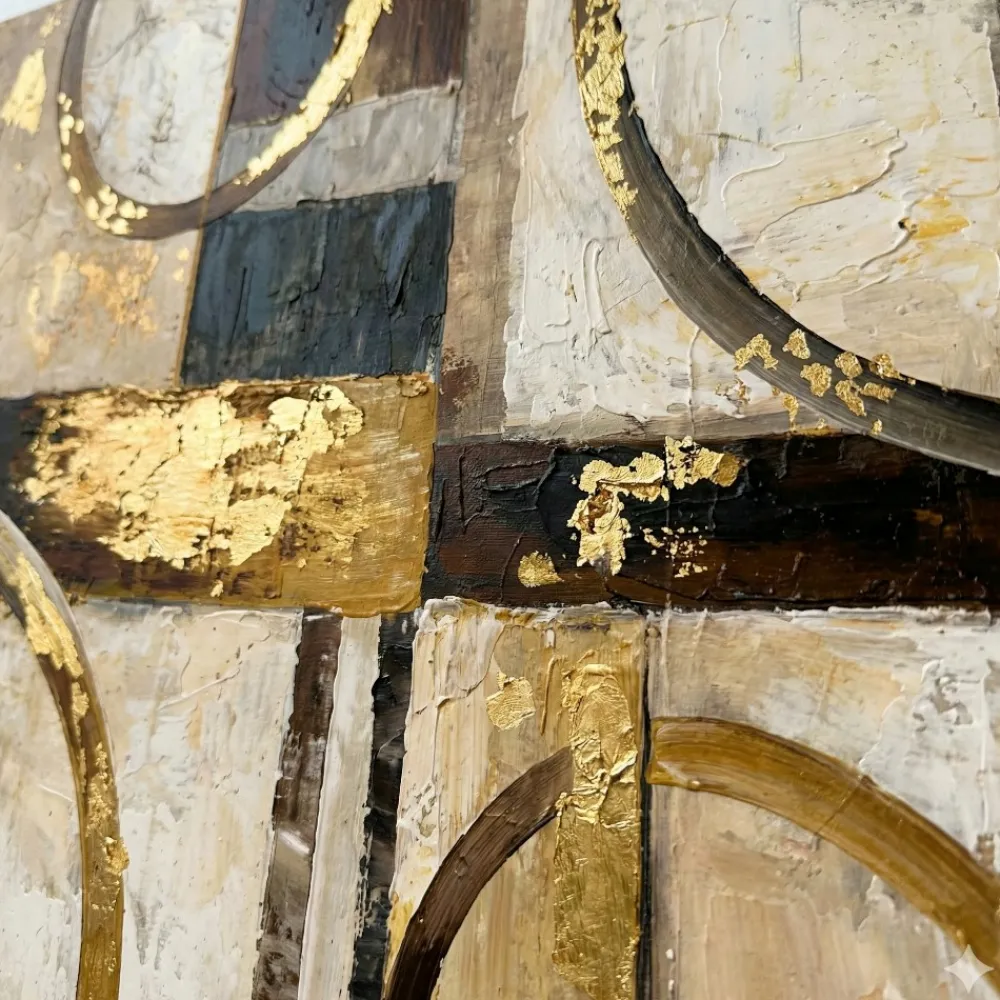 Quadri Moderni-Selezionato da Mazzolaluce Quadro cerchi dorati 120x90 dipinto con cornice