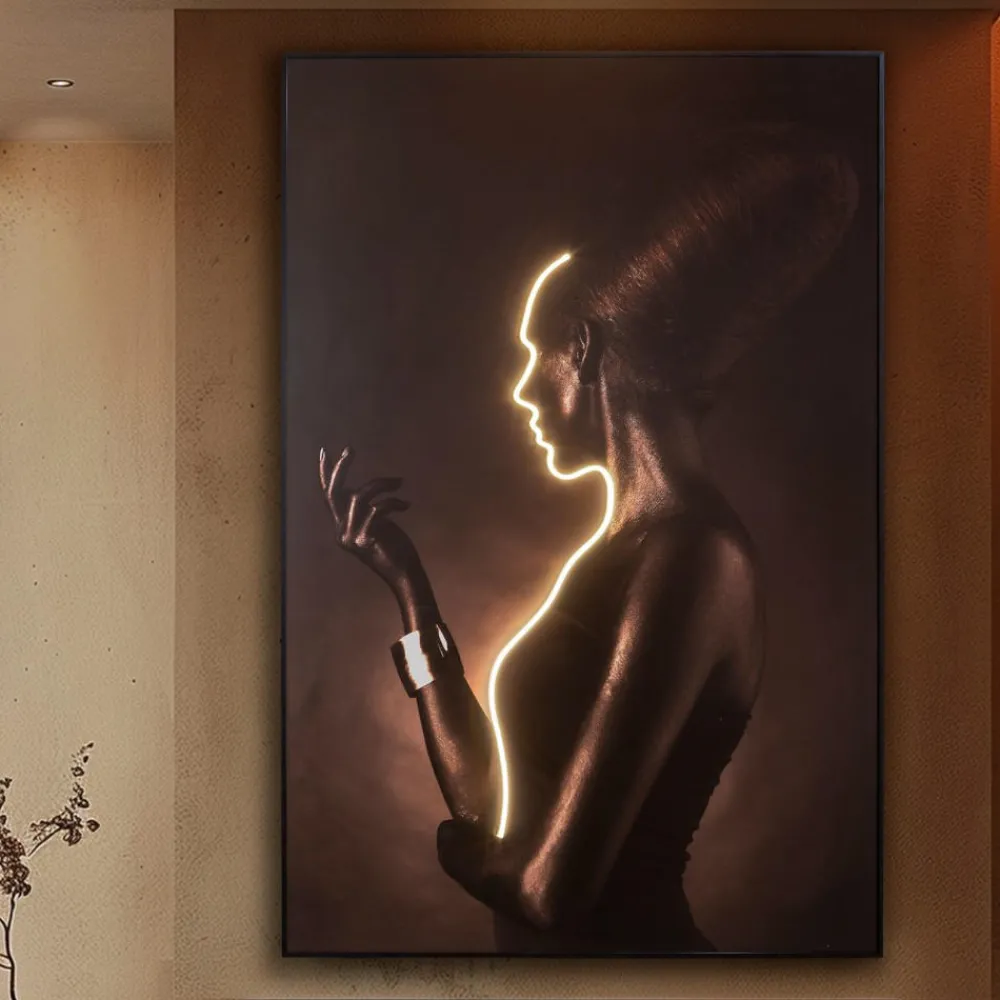 Quadri Moderni-Selezionato da Mazzolaluce Quadro con luce led profilo di donna 180x120 cm moderno luminoso fp