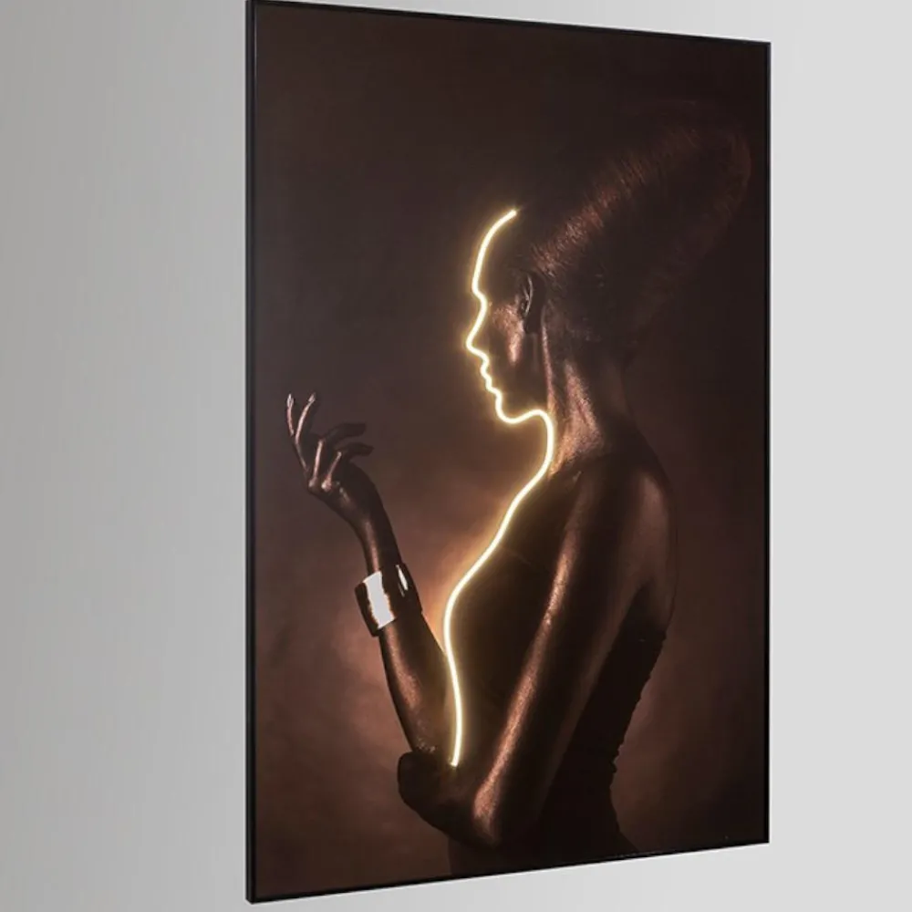 Quadri Moderni-Selezionato da Mazzolaluce Quadro con luce led profilo di donna 180x120 cm moderno luminoso fp