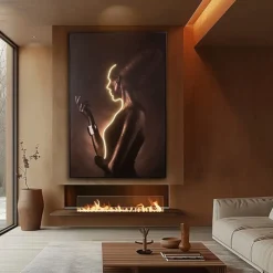 Quadri Moderni-Selezionato da Mazzolaluce Quadro con luce led profilo di donna 180x120 cm moderno luminoso fp