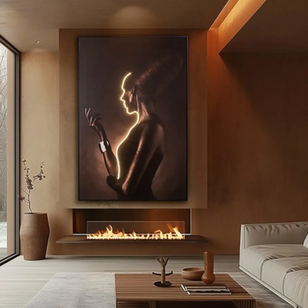 Quadri Moderni-Selezionato da Mazzolaluce Quadro con luce led profilo di donna 180x120 cm moderno luminoso fp