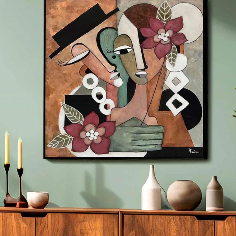 Quadri Moderni-Selezionato da Mazzolaluce Quadro coppia astratta 100x100 per soggiorno moderno