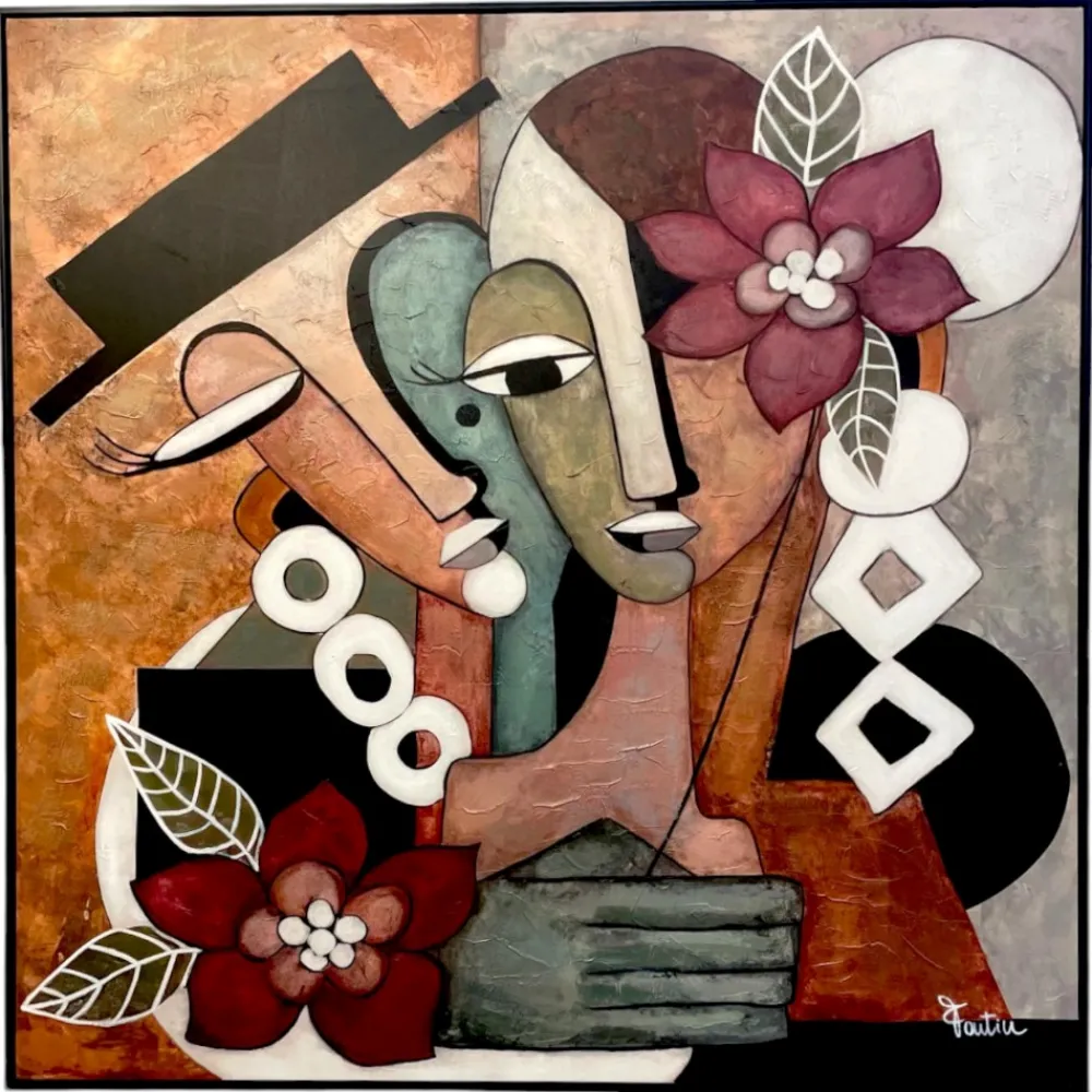 Quadri Moderni-Selezionato da Mazzolaluce Quadro coppia astratta 100x100 per soggiorno moderno