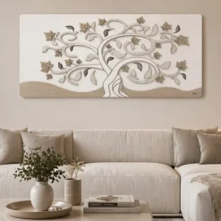 Quadri Moderni-Selezionato da Mazzolaluce Quadro di legno albero della vita 119x59 moderno bianco rovere