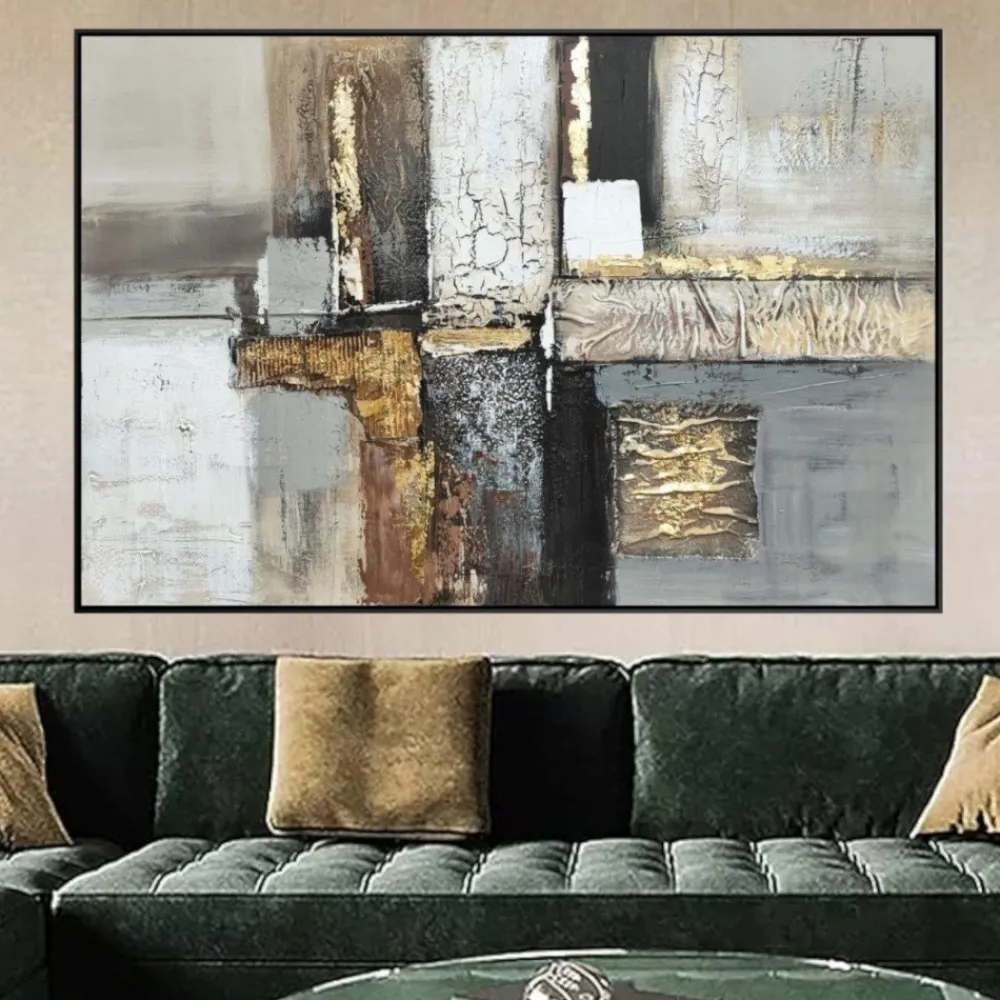 Quadri Moderni-Selezionato da Mazzolaluce Quadro dipinto astratto moderno tela 120x80 cornice nera