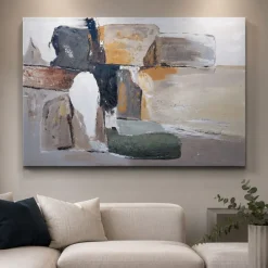Quadri Moderni-Selezionato da Mazzolaluce Quadro dipinto materico 100x150 cm orizzonte astratto per soggiorno