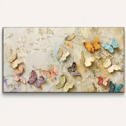 Quadri Moderni-Selezionato da Mazzolaluce Quadro farfalle moderno stampa su tela decoro a rilievo 77x143 cm