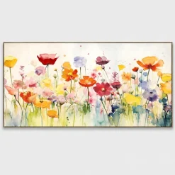 Quadri Moderni-Selezionato da Mazzolaluce Quadro fiori di campo moderno 150x70 tela dipinta cornice in legno