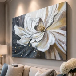 Quadri Moderni-Selezionato da Mazzolaluce Quadro fioritura preziosa 80x120 cm dipinto a rilievo materico per salone