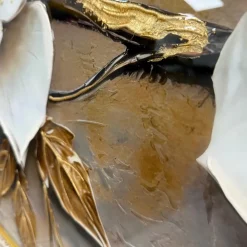 Quadri Moderni-Selezionato da Mazzolaluce Quadro floreale avorio oro 150x75cm decoro resina lucido cornice oro
