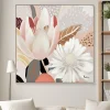 Quadri Moderni-Selezionato da Mazzolaluce Quadro floreale materico moderno con cornice 100x100 per soggiorno