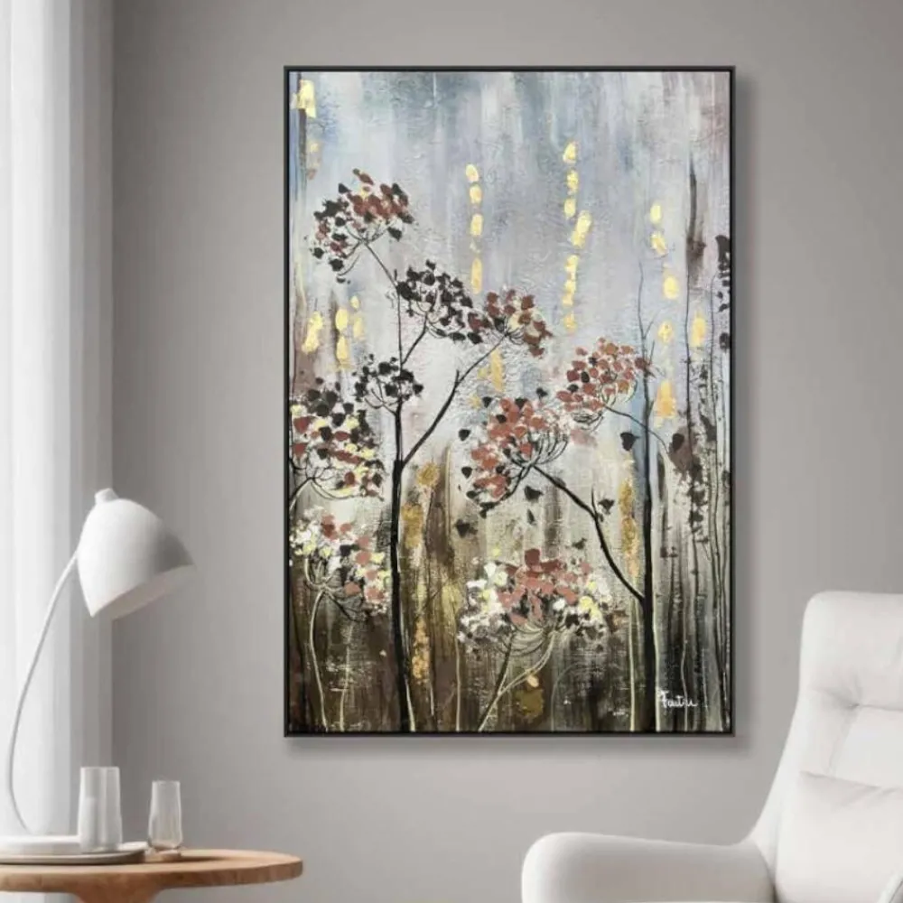 Quadri Moderni-Selezionato da Mazzolaluce Quadro floreale 80x120 cm con cornice nera colori caldi