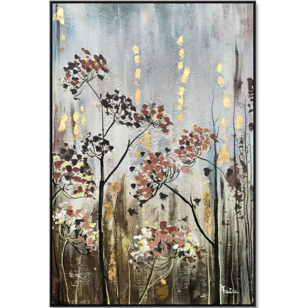 Quadri Moderni-Selezionato da Mazzolaluce Quadro floreale 80x120 cm con cornice nera colori caldi