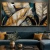Quadri Moderni-Selezionato da Mazzolaluce Quadro foglie di palma cornice oro 150x75cm decoro resina lucido