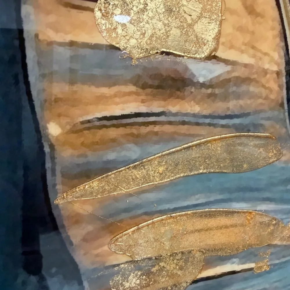 Quadri Moderni-Selezionato da Mazzolaluce Quadro foglie di palma cornice oro 150x75cm decoro resina lucido