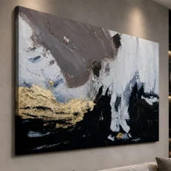 Quadri Moderni-Selezionato da Mazzolaluce Quadro materia notturna 100x150 cm astratto moderno materico per salone