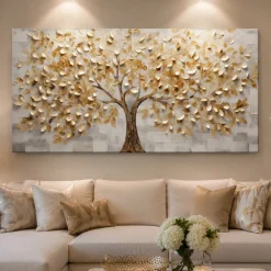 Quadri Moderni-Selezionato da Mazzolaluce Quadro moderno albero della vita 77x143 cm stampa con decoro a rilievo