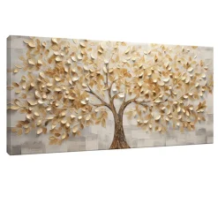 Quadri Moderni-Selezionato da Mazzolaluce Quadro moderno albero della vita 77x143 cm stampa con decoro a rilievo