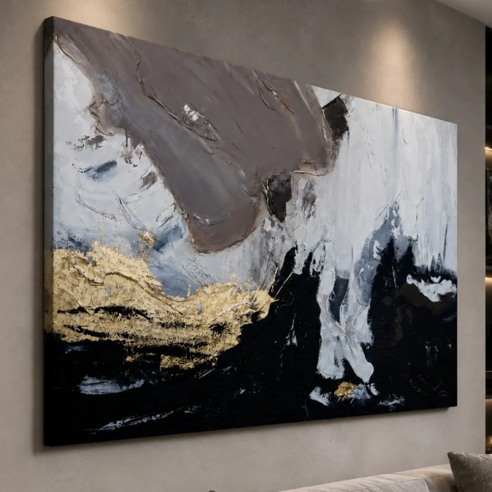 Quadri Moderni-Selezionato da Mazzolaluce Quadro moderno astratto materia notturna 80x120 cm dipinto materico a rilievo