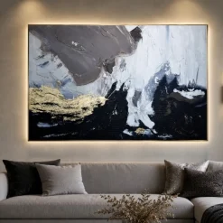 Quadri Moderni-Selezionato da Mazzolaluce Quadro moderno astratto materia notturna 80x120 cm dipinto materico a rilievo