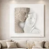 Quadri Moderni-Bongelli Preziosi Quadro moderno coppia stilizzata bianco nocciola 50x50
