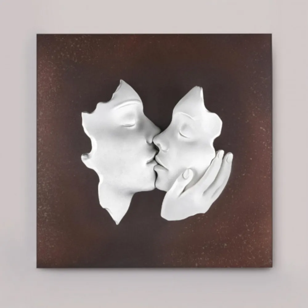 Quadri Moderni-Bongelli Preziosi Quadro moderno 3d volti base ruggine 50x50cm