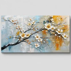 Quadri Moderni-Selezionato da Mazzolaluce Quadro moderno fiori al tramonto 77x143 cm dipinto a rilievo