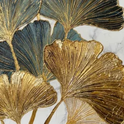 Quadri Moderni-Selezionato da Mazzolaluce Quadro moderno foglie di ginkgo tela dipinta con cornice 100x100