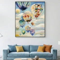 Quadri Moderni-Selezionato da Mazzolaluce Quadro moderno mongolfiere in volo dipinto su tela 100x120