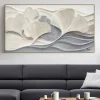 Quadri Moderni-Selezionato da Mazzolaluce Quadro moderno onde di ginkgo tela dipinta con cornice 150x80