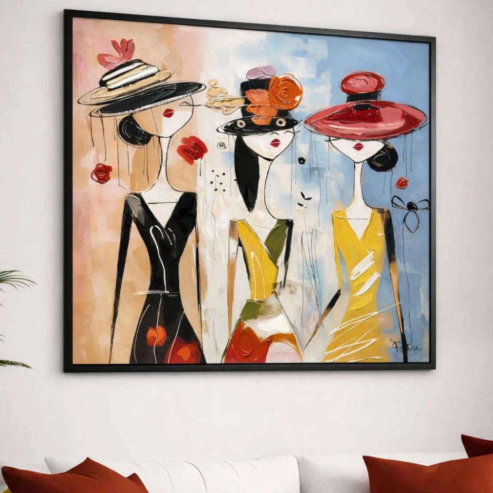 Quadri Moderni-Selezionato da Mazzolaluce Quadro moderno signore chic 100x100 tela dipinta con cornice