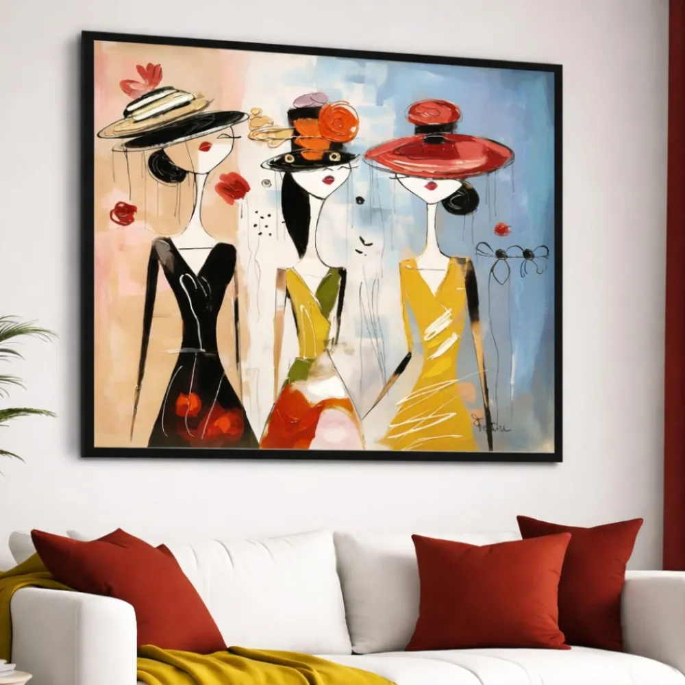 Quadri Moderni-Selezionato da Mazzolaluce Quadro moderno signore chic 100x100 tela dipinta con cornice