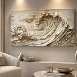 Quadri Moderni-Selezionato da Mazzolaluce Quadro moderno stampa su tela onde beige 77x143