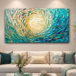 Quadri Moderni-Selezionato da Mazzolaluce Quadro moderno vortice multicolor 77x143 stampa con decoro a rilievo