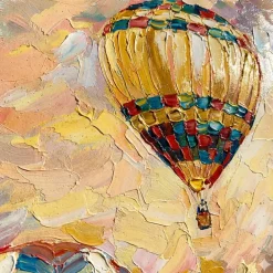 Quadri Moderni-Selezionato da Mazzolaluce Quadro mongolfiere al tramonto dipinto a mano con cornice 120x80