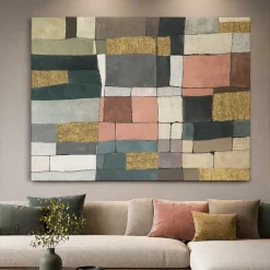 Quadri Moderni-Selezionato da Mazzolaluce Quadro mosaico moderno dipinto 120x160 cm applicazioni in oro