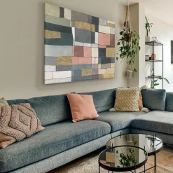 Quadri Moderni-Selezionato da Mazzolaluce Quadro mosaico moderno dipinto 120x160 cm applicazioni in oro