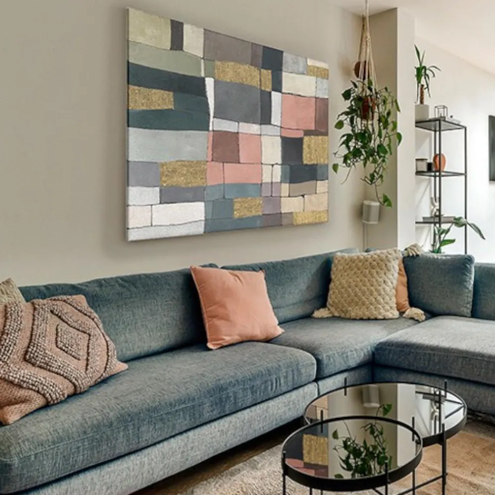 Quadri Moderni-Selezionato da Mazzolaluce Quadro mosaico moderno dipinto 120x160 cm applicazioni in oro